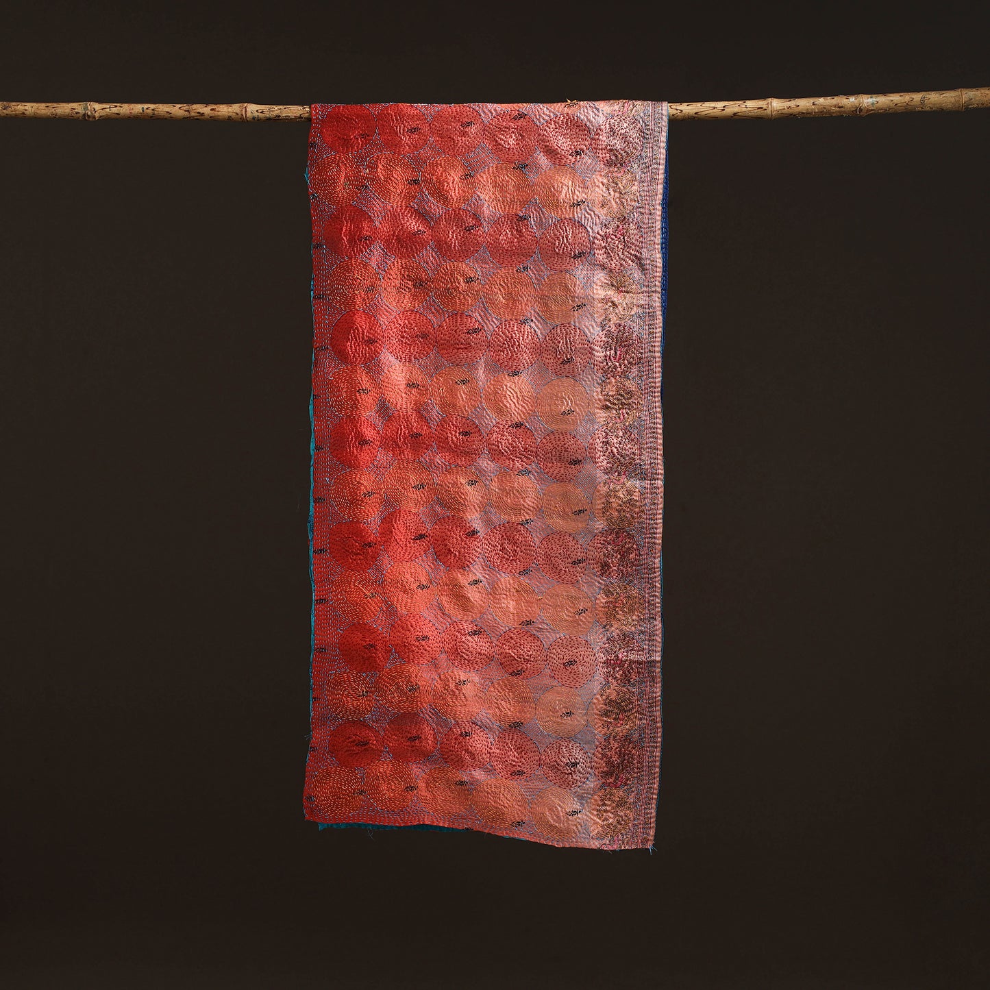 Reversible Silk Bengal Hand Kantha Stitch Stole 127