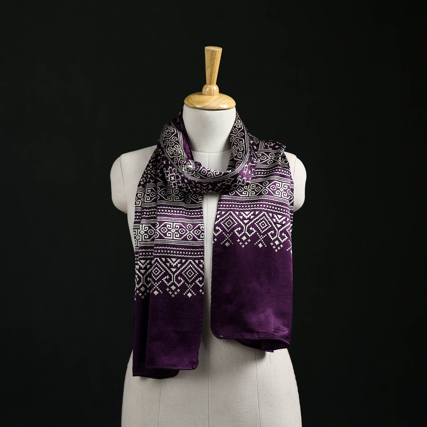 Kutch Printed Mashru Silk Stole 06