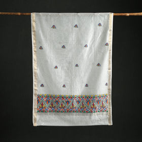 Handloom Chanderi Silk Handpainted Madhubani Dupatta with Zari Border 13