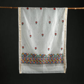 Handloom Chanderi Silk Handpainted Madhubani Dupatta with Zari Border 12