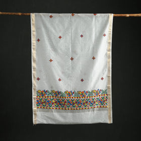 Handloom Chanderi Silk Handpainted Madhubani Dupatta with Zari Border 11
