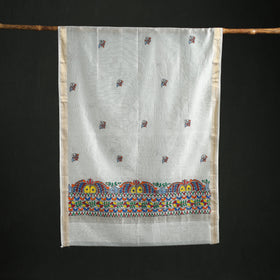 Handloom Chanderi Silk Handpainted Madhubani Dupatta with Zari Border 09