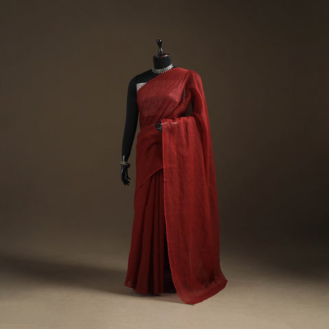 Nazaakat Kota Doria Cotton Plain Saree with Blouse Piece & Earrings 34
