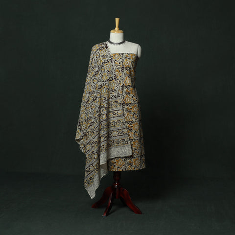 Natural Dyed Block Print Cotton Pedana Kalamkari 2pc Unstitched Dress Material 62