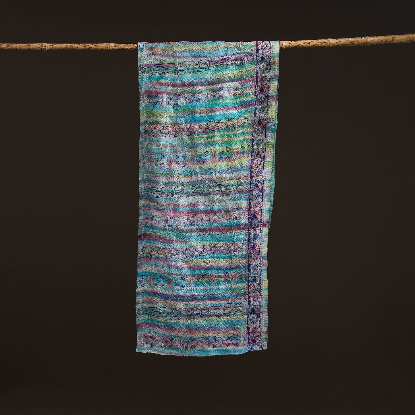 Reversible Silk Bengal Hand Kantha Stitch Stole 121