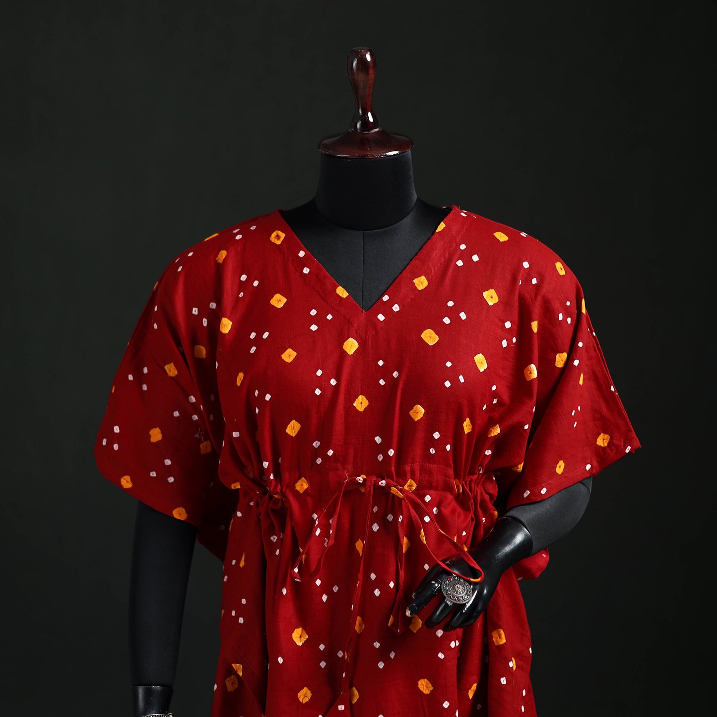 Bandhani Tie-Dye Cotton Kaftan (Short) 15