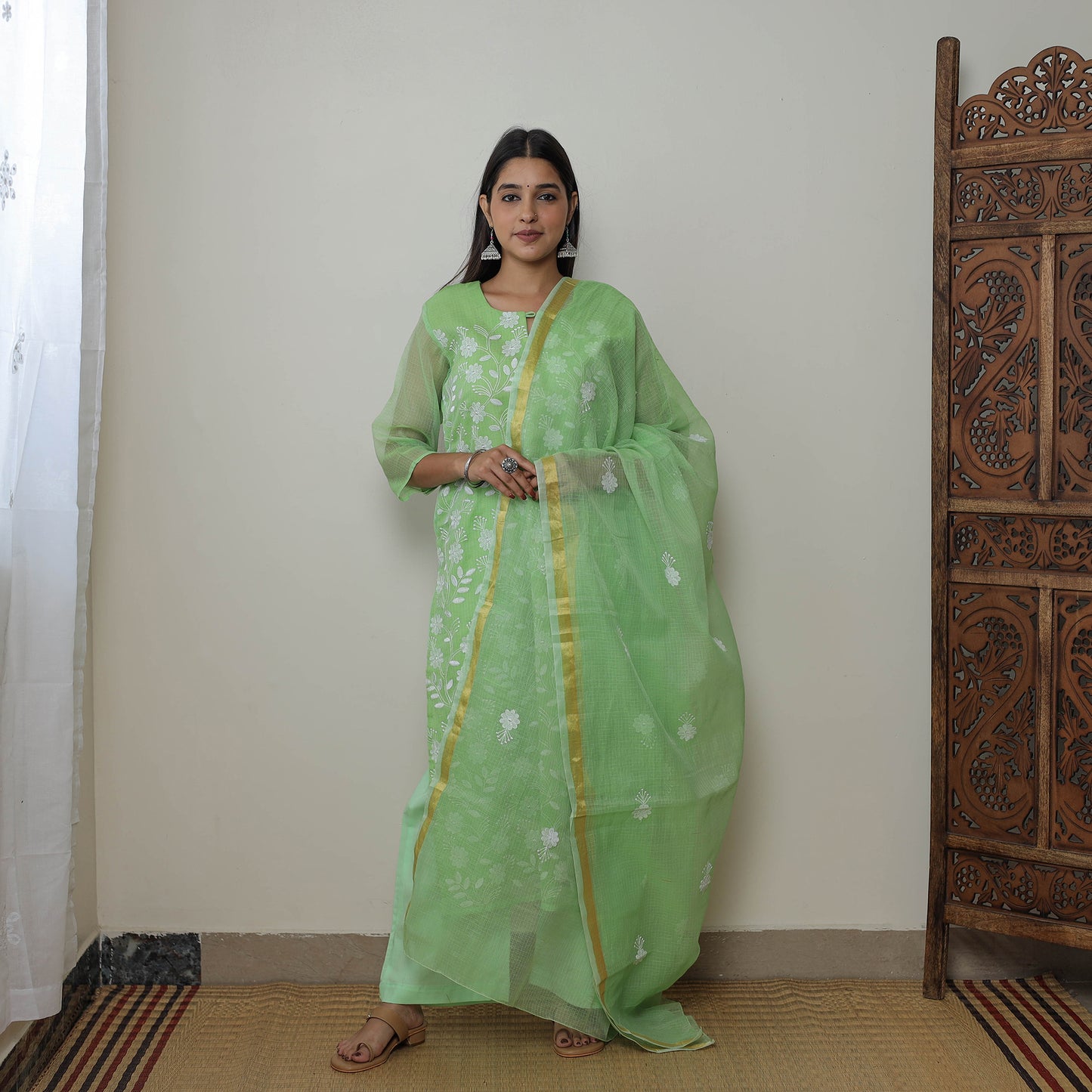 Kota Doria Kurta Suit Set