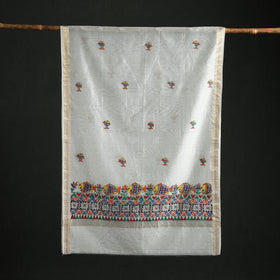Handloom Chanderi Silk Handpainted Madhubani Dupatta with Zari Border 08