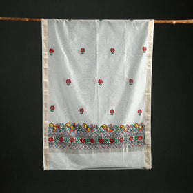 Handloom Chanderi Silk Handpainted Madhubani Dupatta with Zari Border 06