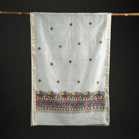 Handloom Chanderi Silk Handpainted Madhubani Dupatta with Zari Border 05