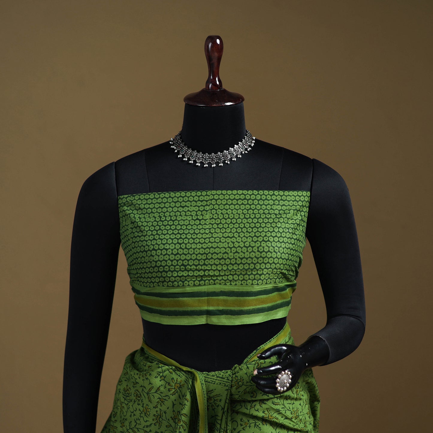 Green - Gamthi Hand Block Print Pure Mul Cotton Saree with Blouse Piece 13