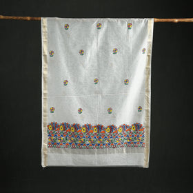 Handloom Chanderi Silk Handpainted Madhubani Dupatta with Zari Border 04