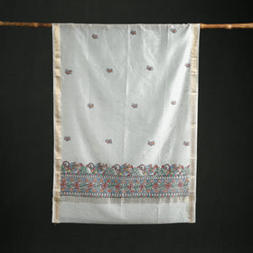 Handloom Chanderi Silk Handpainted Madhubani Dupatta with Zari Border 03