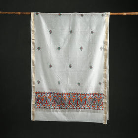 Handloom Chanderi Silk Handpainted Madhubani Dupatta with Zari Border 02