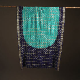 Blue - Kutch Rai Bandhani Pure Mul Cotton Saree with Blouse Piece 43
