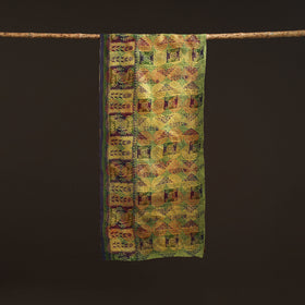 Yellow - Reversible Silk Bengal Hand Kantha Stitch Stole 111