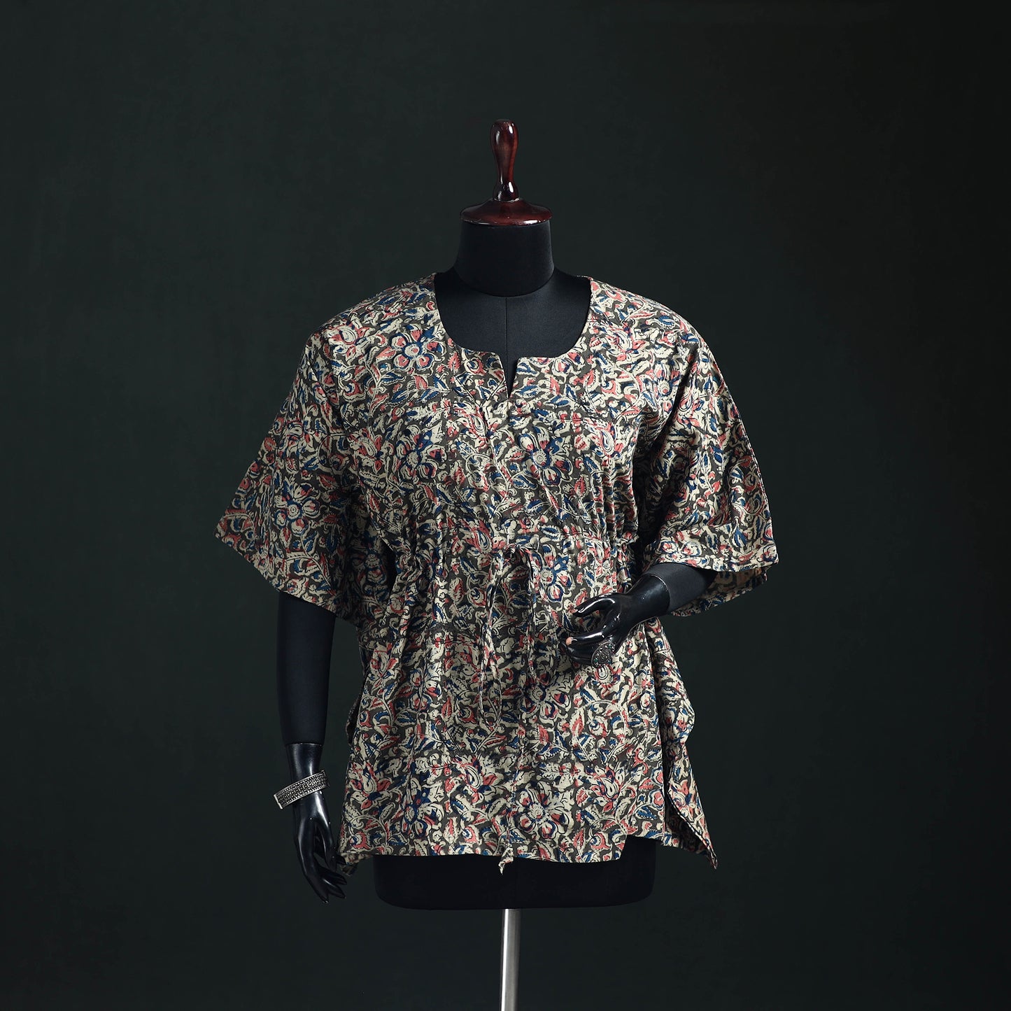 Kalamkari Hand Block Print Natural Dyed Cotton Kaftan (Short) 04