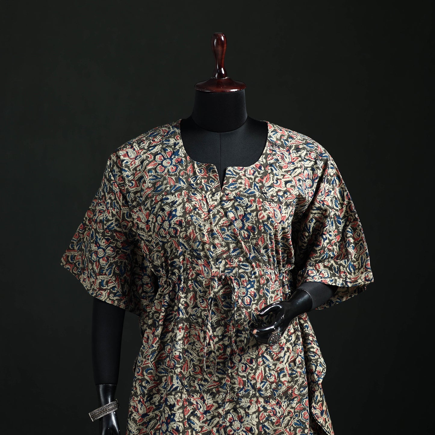 Kalamkari Hand Block Print Natural Dyed Cotton Kaftan (Short) 04