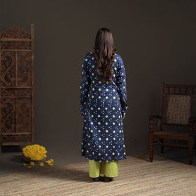Bandhani Tie-Dye Cotton A-Line Long Kurta for Women 05