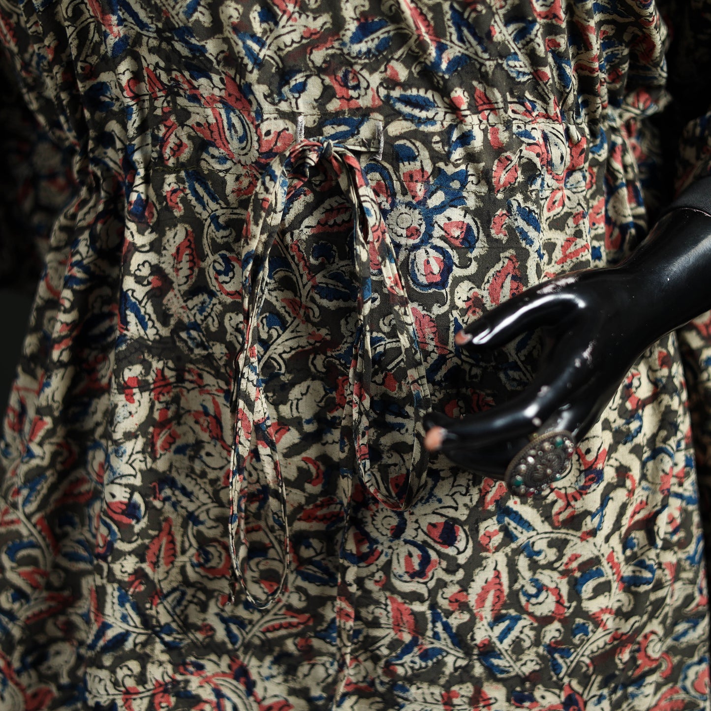 Kalamkari Hand Block Print Natural Dyed Cotton Kaftan (Short) 04