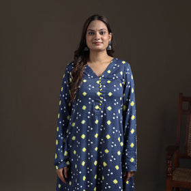 Bandhani Tie-Dye Cotton A-Line Long Kurta for Women 05
