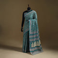Green - Gamthi Hand Block Print Pure Mul Cotton Saree with Blouse Piece 16