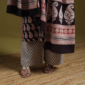 Natural Dyed Hand Block Bagh Print Cotton Suit Set with Dupatta for Women 12