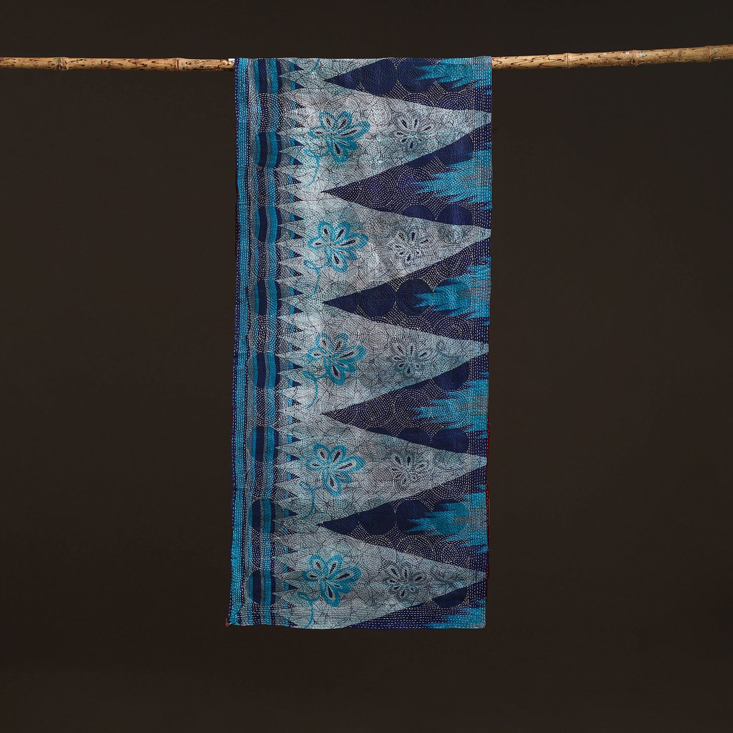 Reversible Silk Bengal Hand Kantha Stitch Stole 106