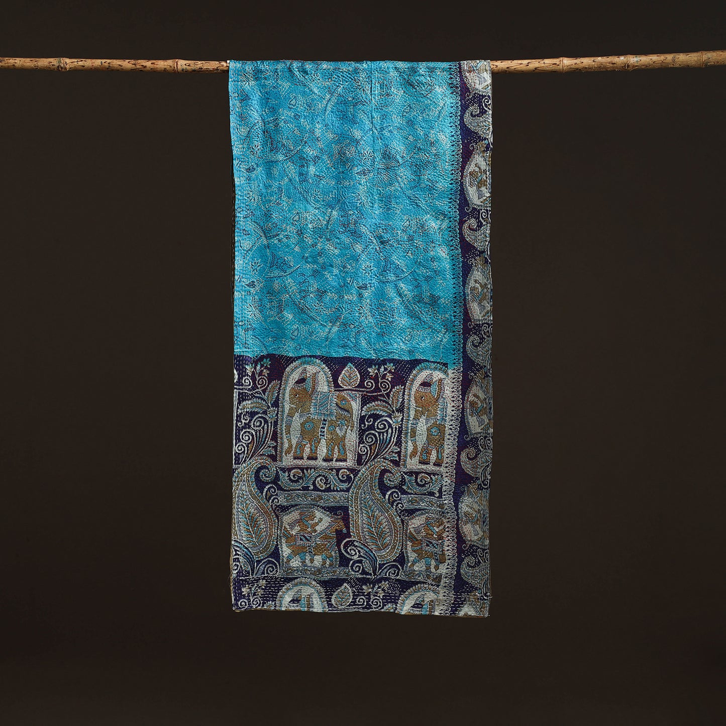 Reversible Silk Bengal Hand Kantha Stitch Stole 104