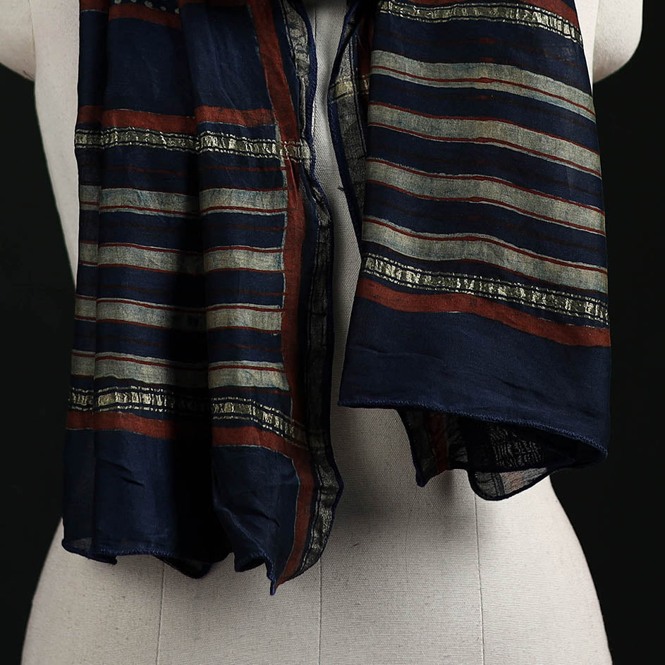 Akola Hand Block Print Chanderi Silk Handloom Stole 01