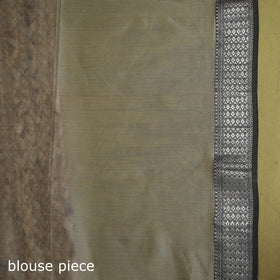 Grey - handloom silk cotton maheshwari saree with zari
