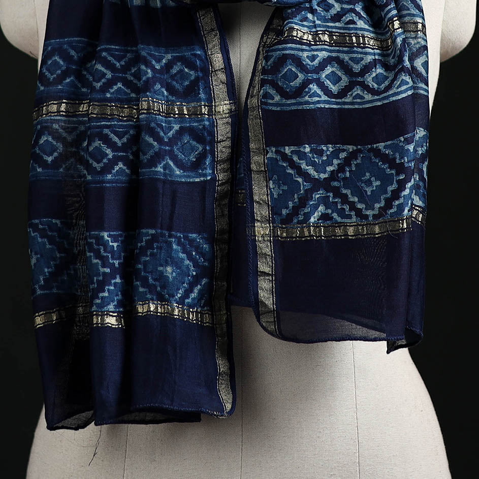 Akola Hand Block Print Chanderi Silk Handloom Stole 03