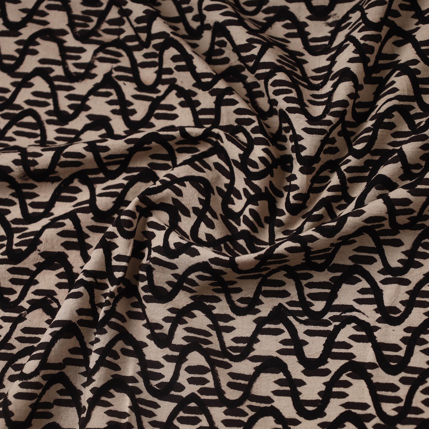 Black Hand Block Print Cotton Ajrakh Fabric