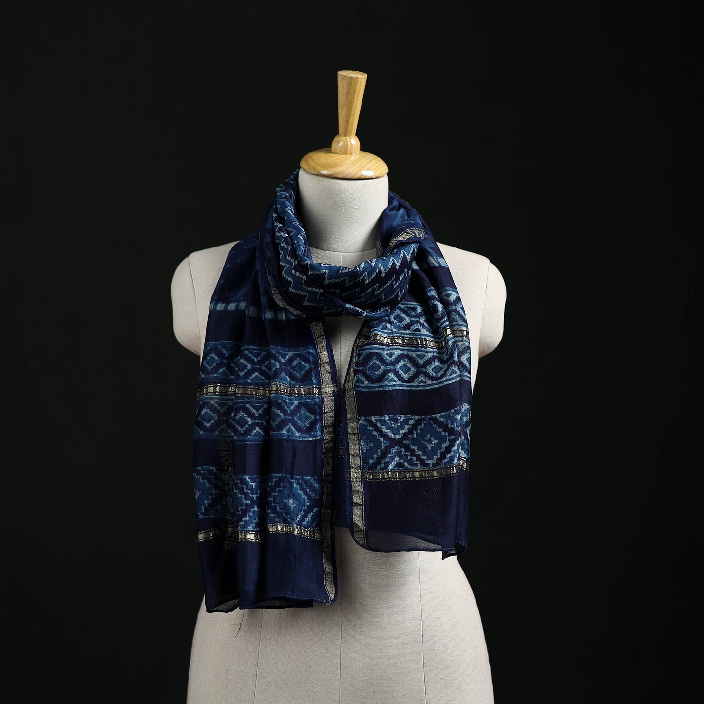 Akola Hand Block Print Chanderi Silk Handloom Stole 03