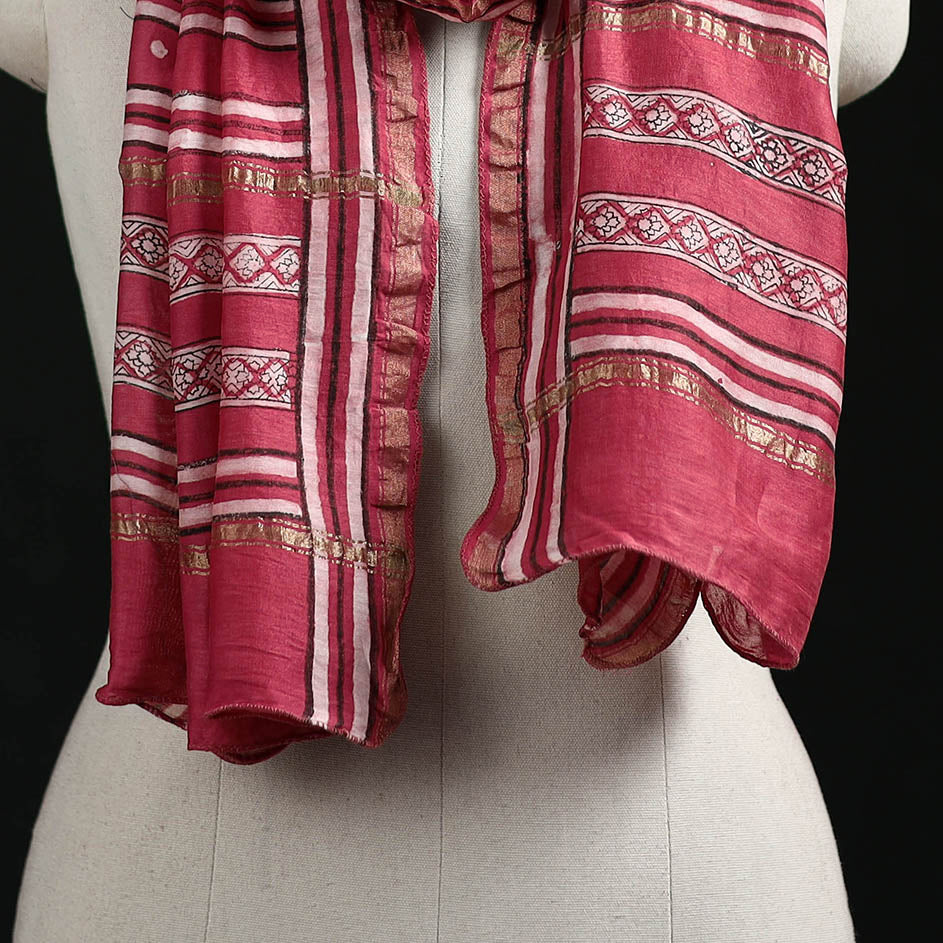 Akola Hand Block Print Chanderi Silk Handloom Stole 04