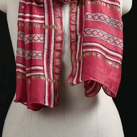Akola Hand Block Print Chanderi Silk Handloom Stole 04