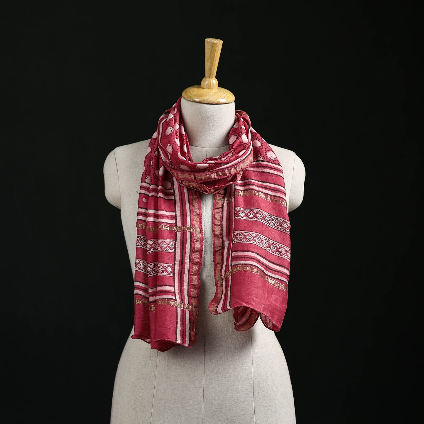 Akola Hand Block Print Chanderi Silk Handloom Stole 04