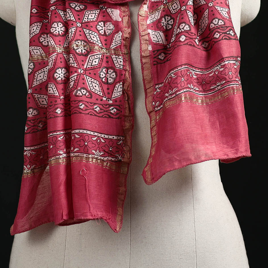 Akola Hand Block Print Chanderi Silk Handloom Stole 06