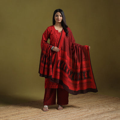 Natural Dyed Hand Block Bagh Print Cotton Suit Set with Dupatta for Women 05