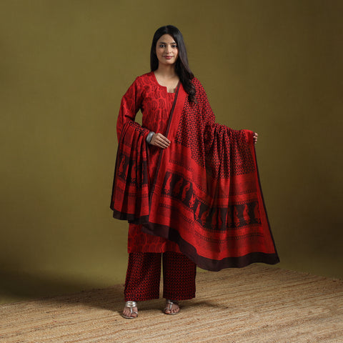 Natural Dyed Hand Block Bagh Print Cotton Suit Set with Dupatta for Women 05
