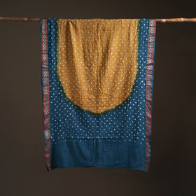 Yellow - Kutch Rai Bandhani Pure Mul Cotton Saree with Blouse Piece 36