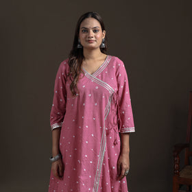 Gota Work Bandhani Tie-Dye Cotton A-Line Long Kurta for Women 16