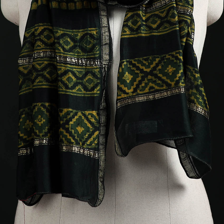 Akola Hand Block Print Chanderi Silk Handloom Stole 07