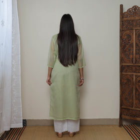 Green - Kota Doria Cotton Embroidery Kurta Suit Set 12
