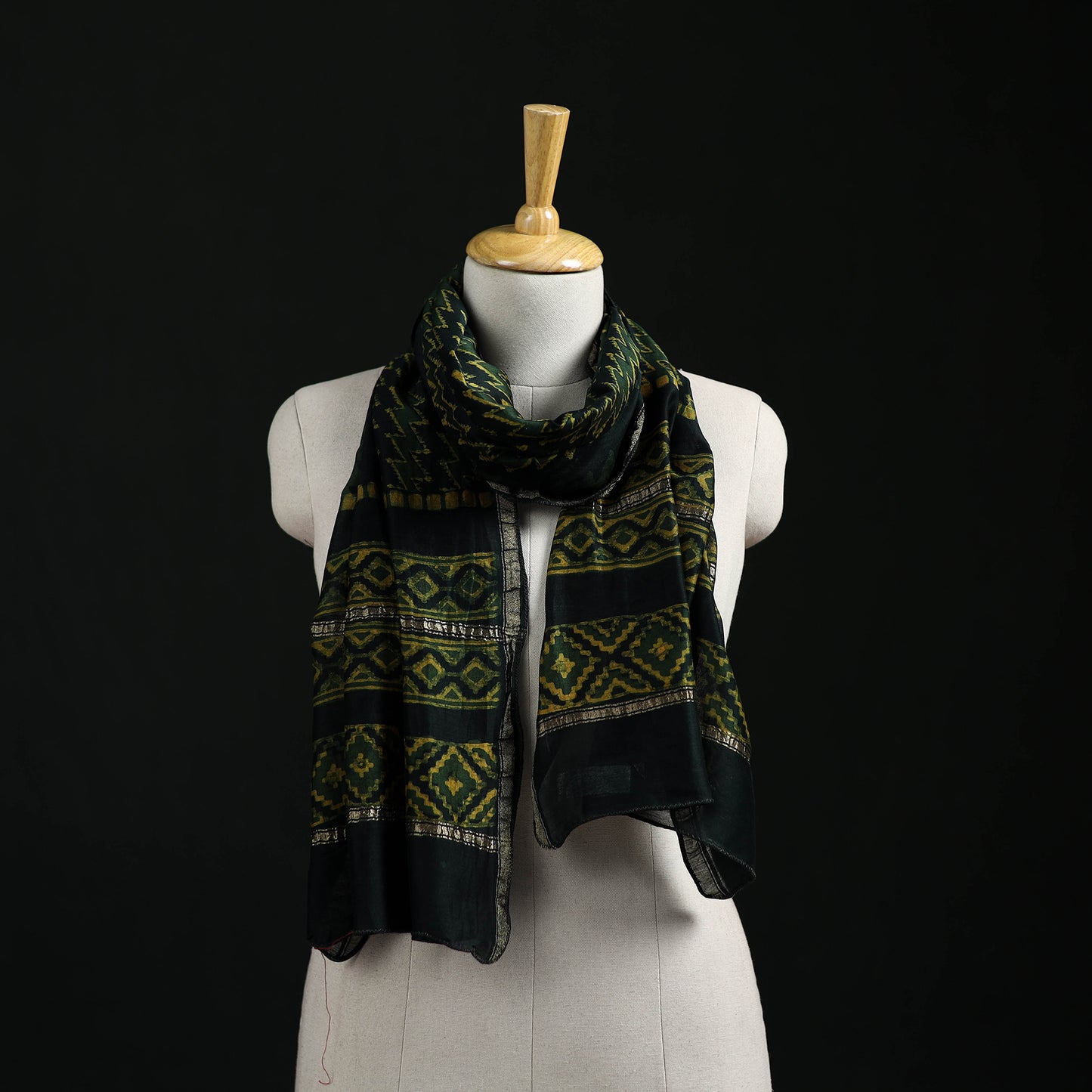 Akola Hand Block Print Chanderi Silk Handloom Stole 07