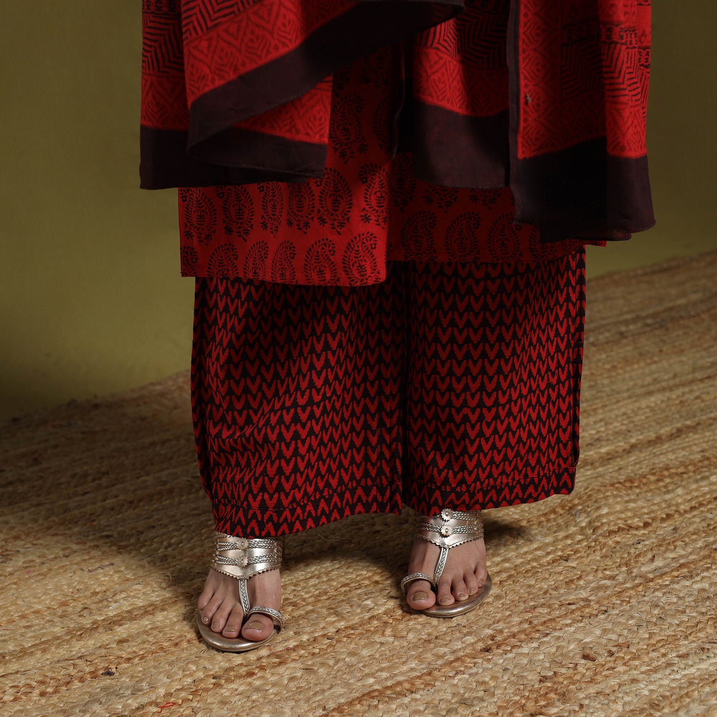 Natural Dyed Hand Block Bagh Print Cotton Suit Set with Dupatta for Women 05
