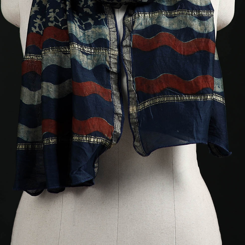 Akola Hand Block Print Chanderi Silk Handloom Stole 08