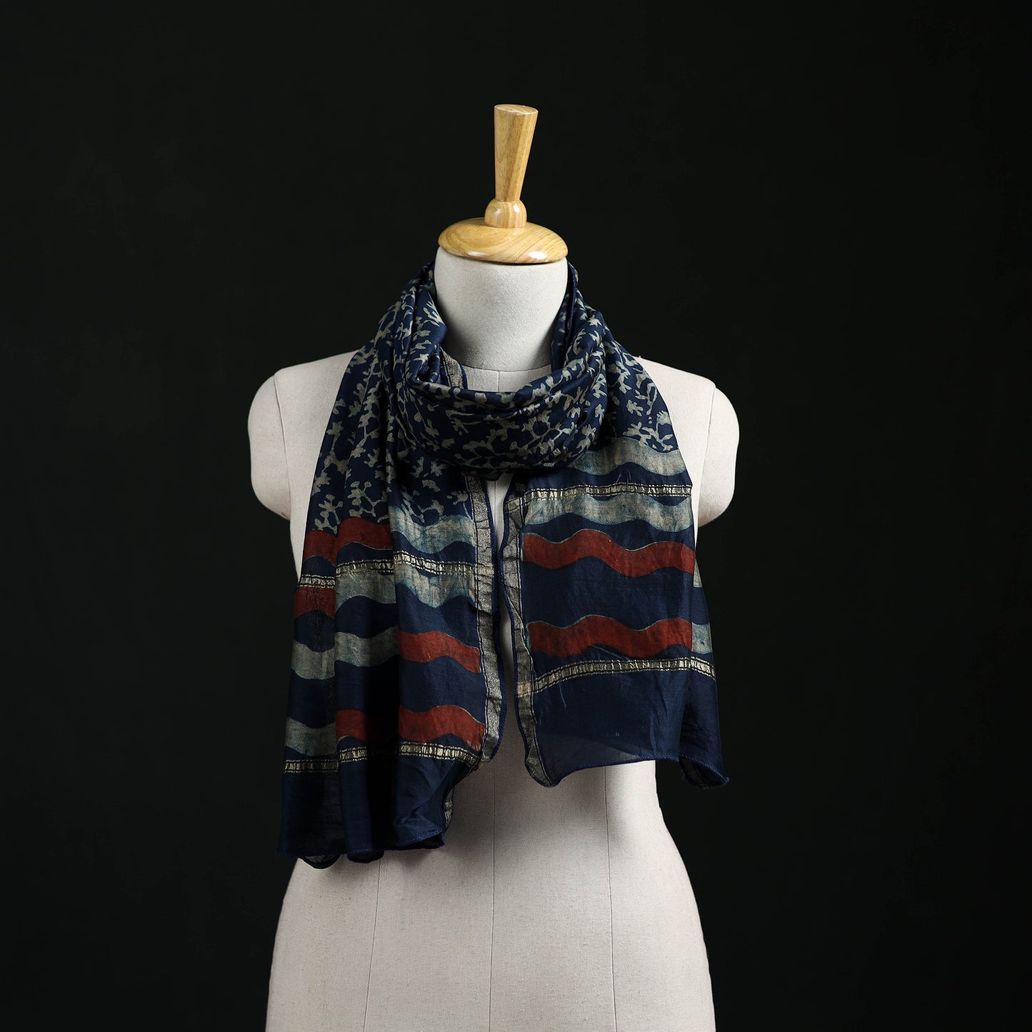 Akola Hand Block Print Chanderi Silk Handloom Stole 08