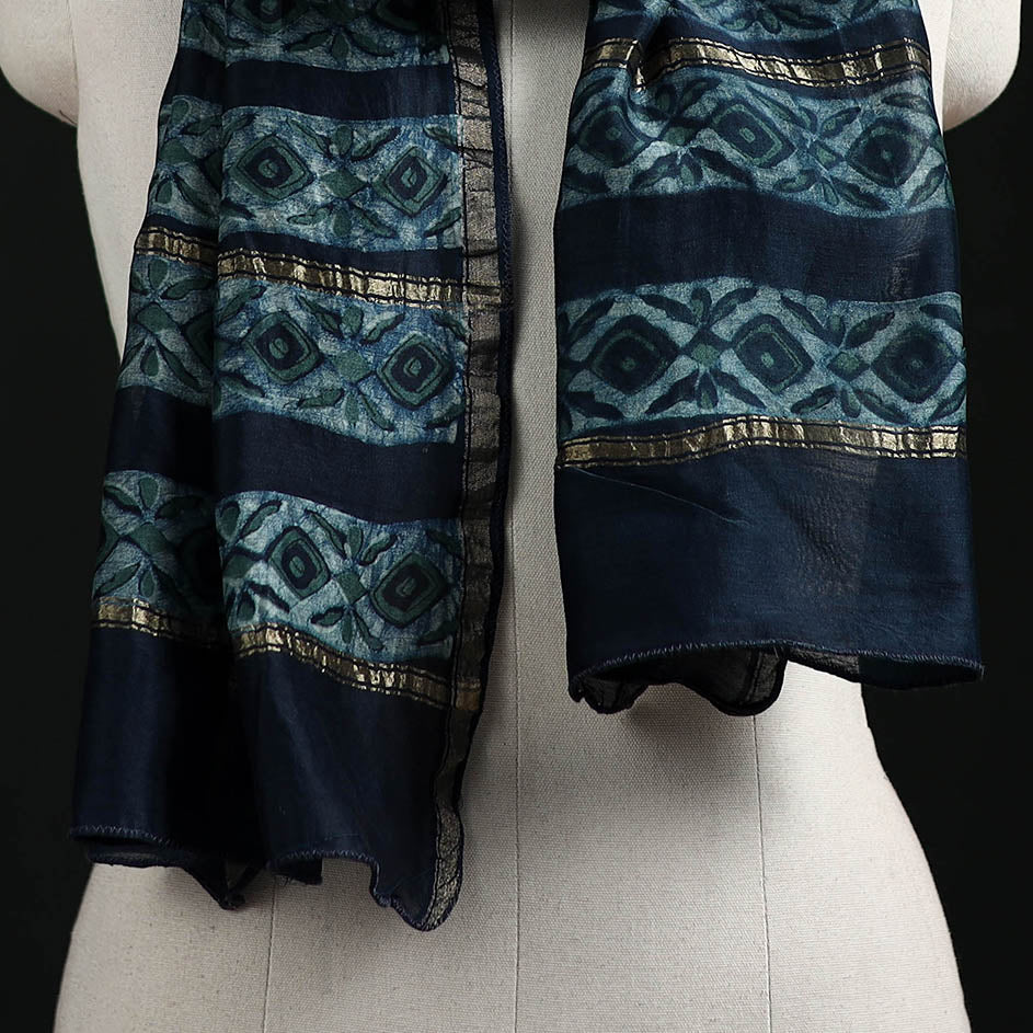Akola Hand Block Print Chanderi Silk Handloom Stole 09