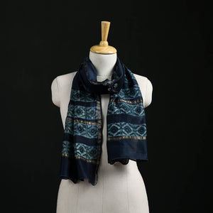 Blue - Akola Hand Block Print Chanderi Silk Handloom Stole 09
